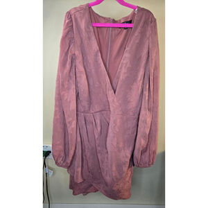 Women's Lulus Mauve Floral Long Sleeve Romper Dress M